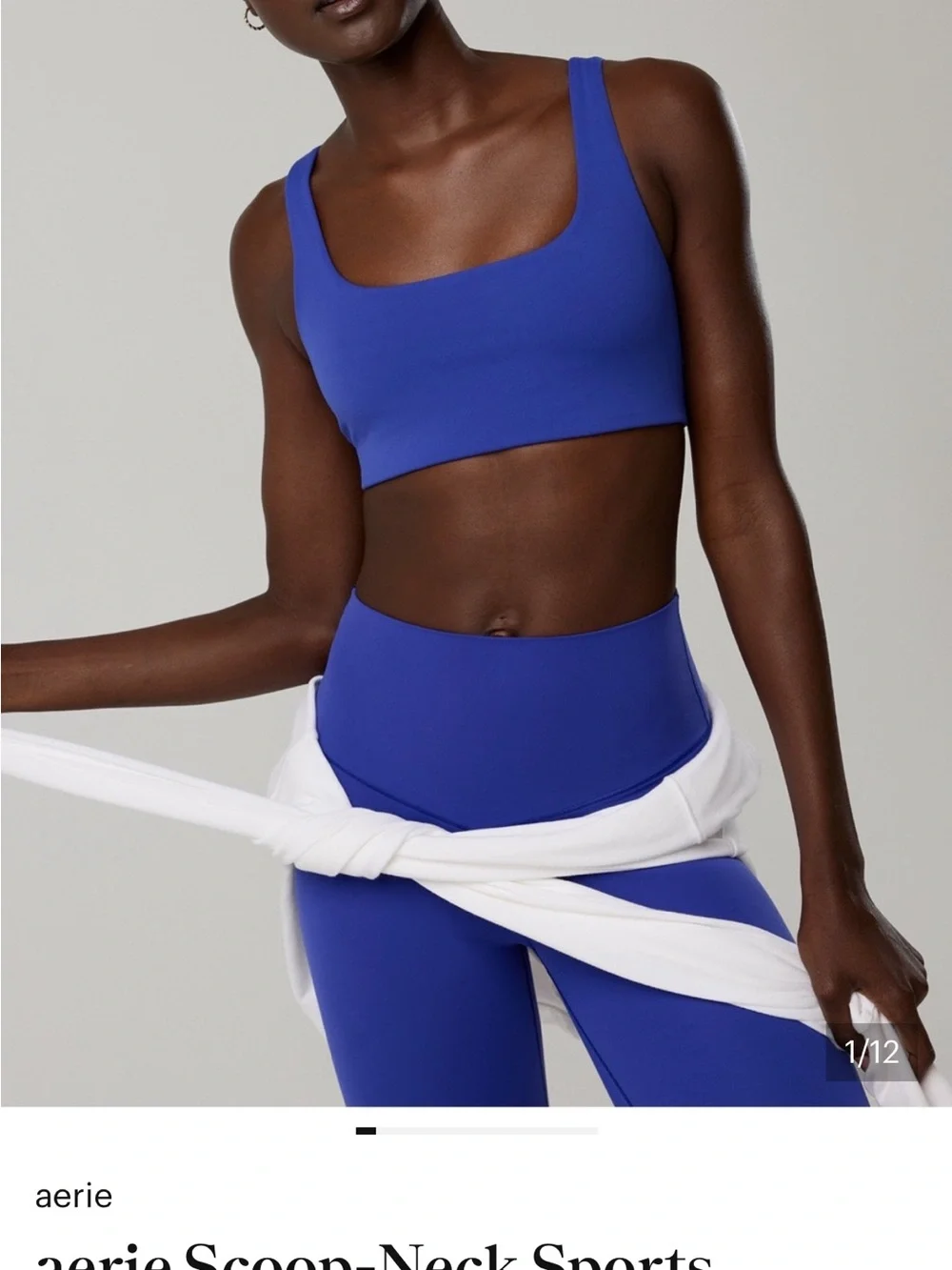 aerie Scoop-Neck Sports Bra in Royal Blue